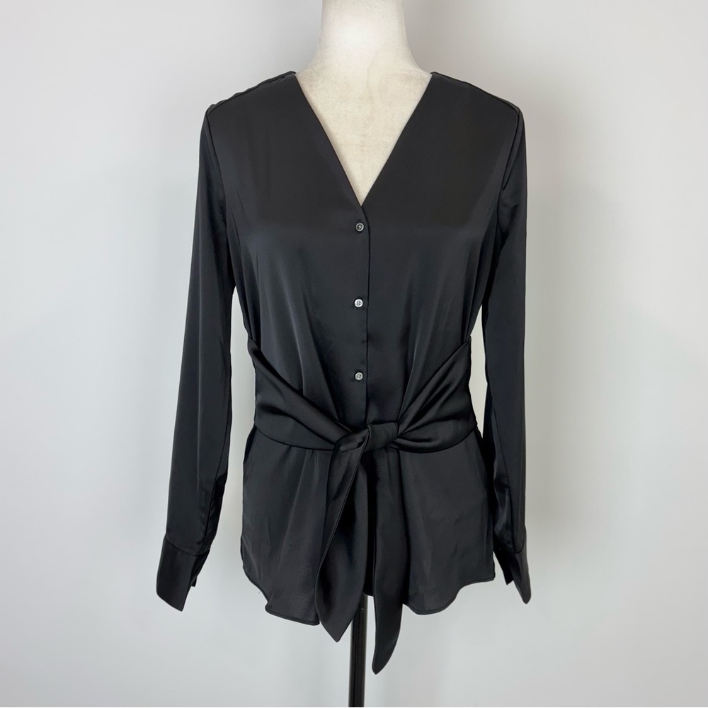RW&Co black satiny blouse